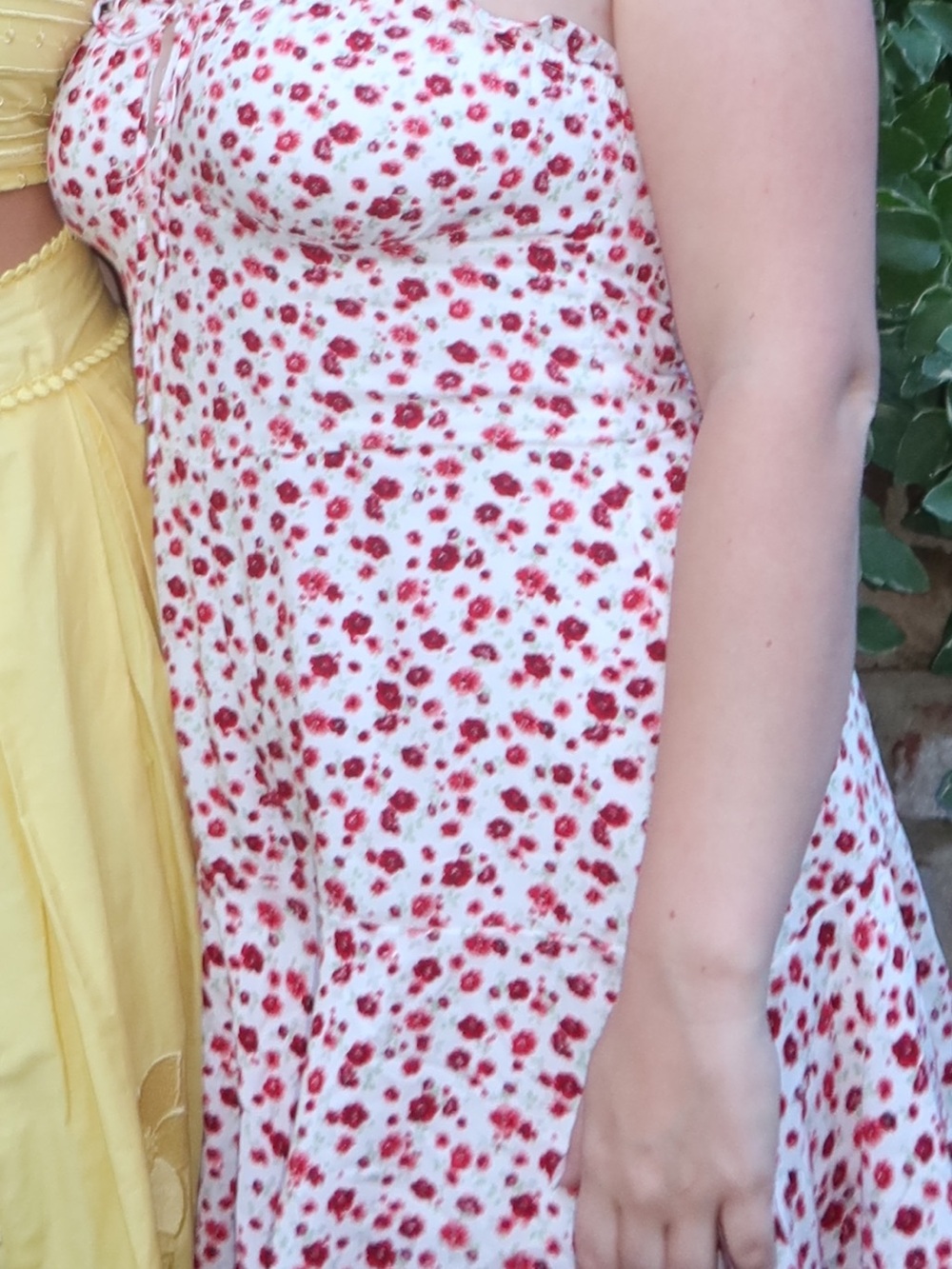 Aeropostale White Strapless Floral Dress with Red Prints